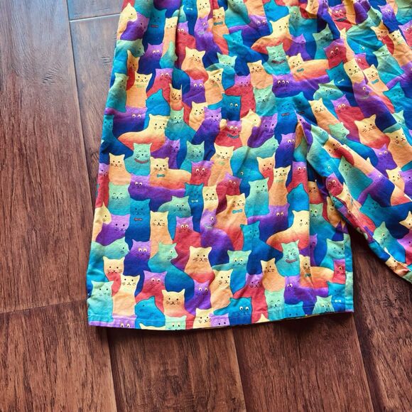 Handmade Rainbow Cat Print Womens Jorts Colorful Festival Pride Waist 29” Size 6 - Picture 16 of 16